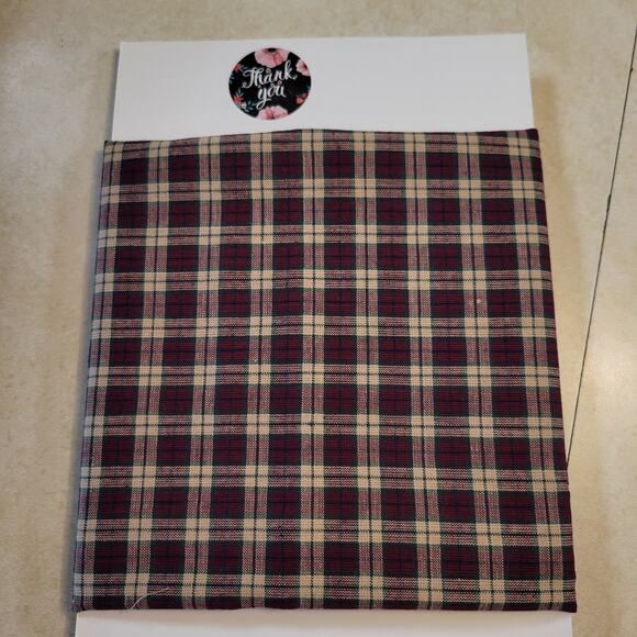 Plaid Fabric Burgundy Beige Cotton 22"x44" Small Piece for Quilting Crafts - Picture 9 of 9